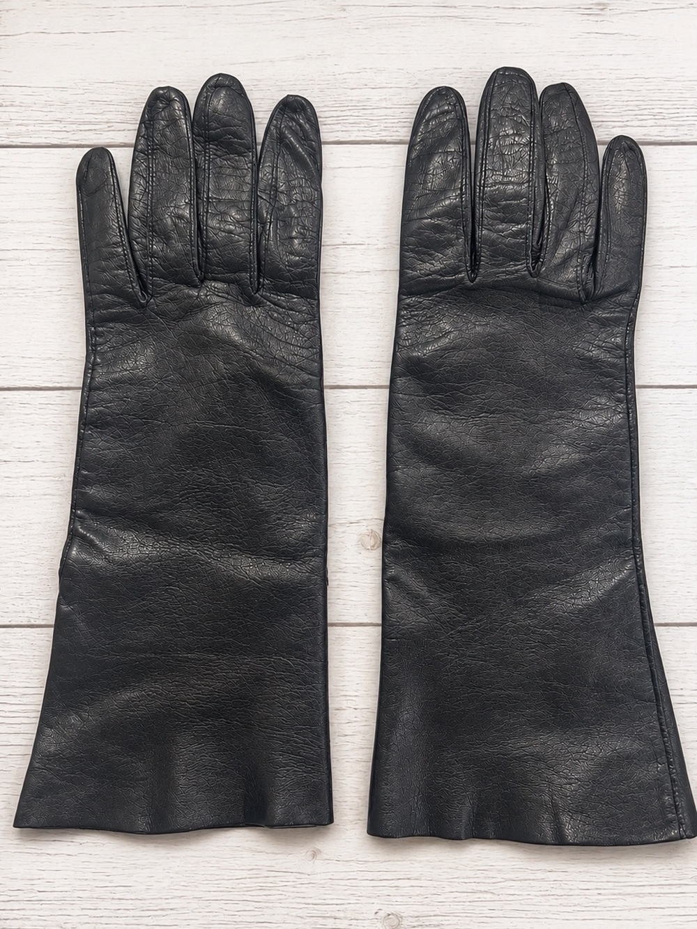 Womens Leather Gloves Vintage Hansen Black Soft Size 7 Made in Italy